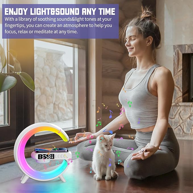 Mini LED Table Lamp with 4-in-1 Wireless Charger, Night Light, Sunrise Alarm - Image 5
