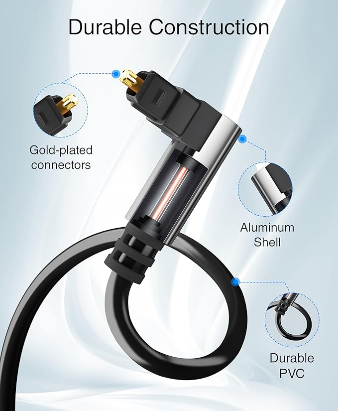BlueRigger Optical Audio Toslink Cable - 3FT - Fiber Optic Compatible - Image 5
