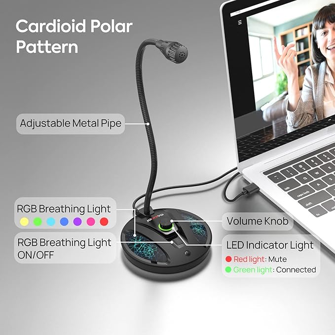 JOUNIVO USB Recording Microphone, Computer PC Podcast Condenser Cardioid Mic - Image 4