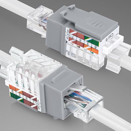 Everest 45° Angled RJ45 Cat6A Keystone Jacks 50-Pack in Gray - Image 8