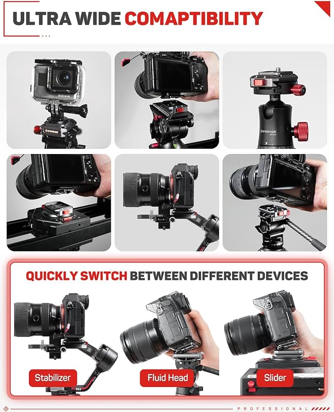 IFOOTAGE Action Camera Adapter Quick Release, Aluminum Tripod Mount Adapter - Image 2