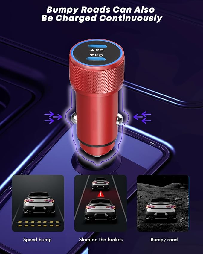 Fast Car Charger for iPhone 16, USB C Charging iPhone 2Pack Dual USB C Port Car - Image 6