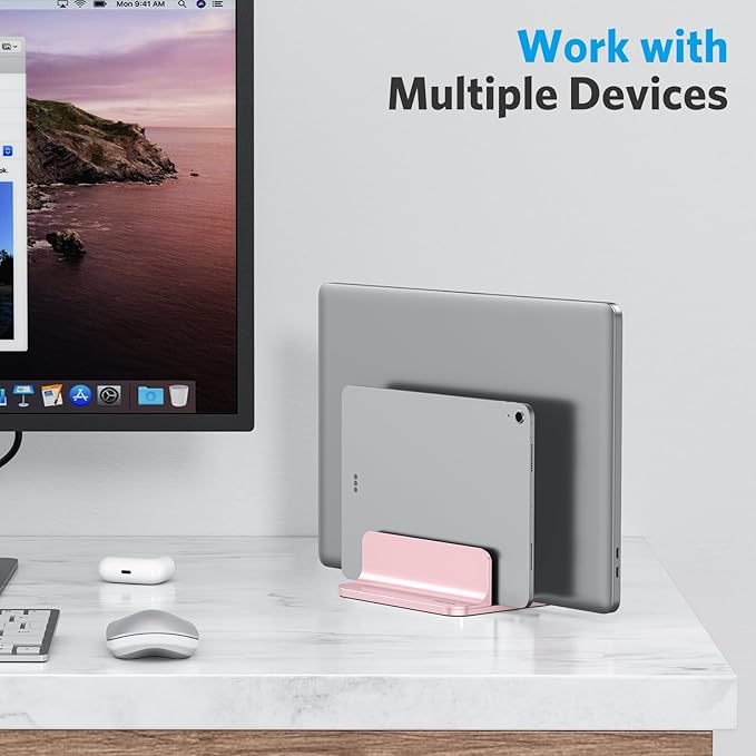 OMOTON Vertical Laptop Stand, Double Desktop Stand Holder - Image 8