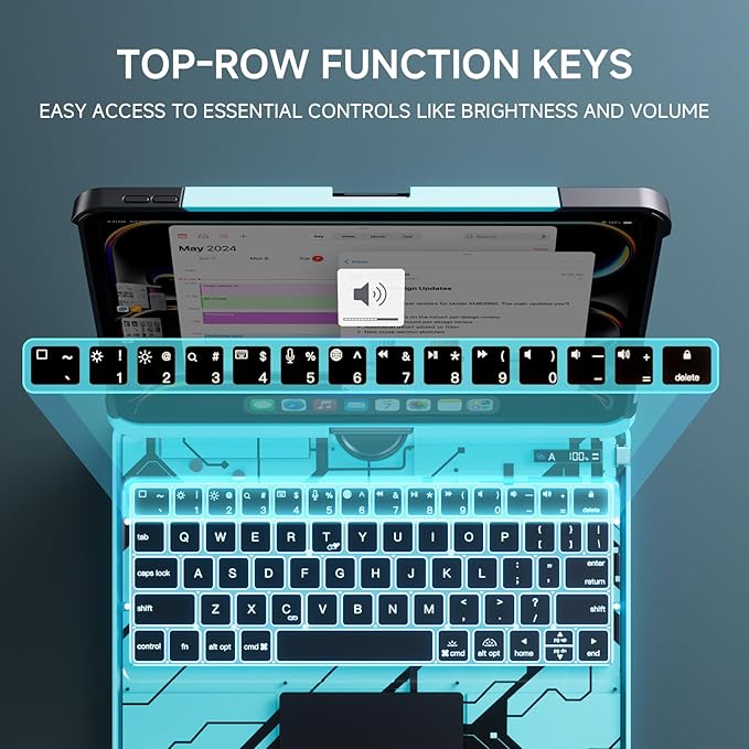 Transparent Case with Keyboard for iPad Air 13 Inch, iPad Pro 12.9 Inch - Image 8