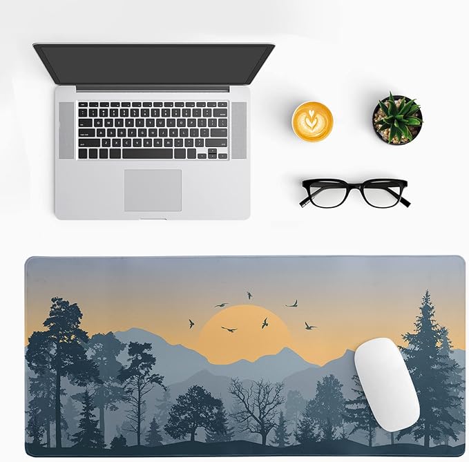Mountain Gaming Mouse Pad 31.5x11.8 Inch Forest Large Mousepad Extended Grey - Image 3
