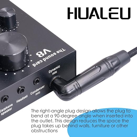 HUAELU 2Pack 3.3FT Right Angle 6.35mm TRS Stereo Male to Female Audio Cable - Image 4