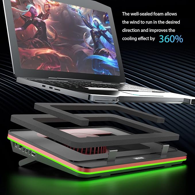GT500 Powerful Turbo-Fan RGB Laptop Cooling Pad - Image 3