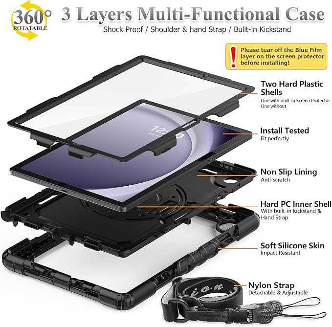 SEYMAC stock Case for Samsung Galaxy Tab A9+ Plus 11'', Full-Body Drop - Image 7