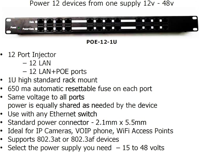PoE Texas POE-12-24v60w | 12 Port Passive PoE Injector - Image 4
