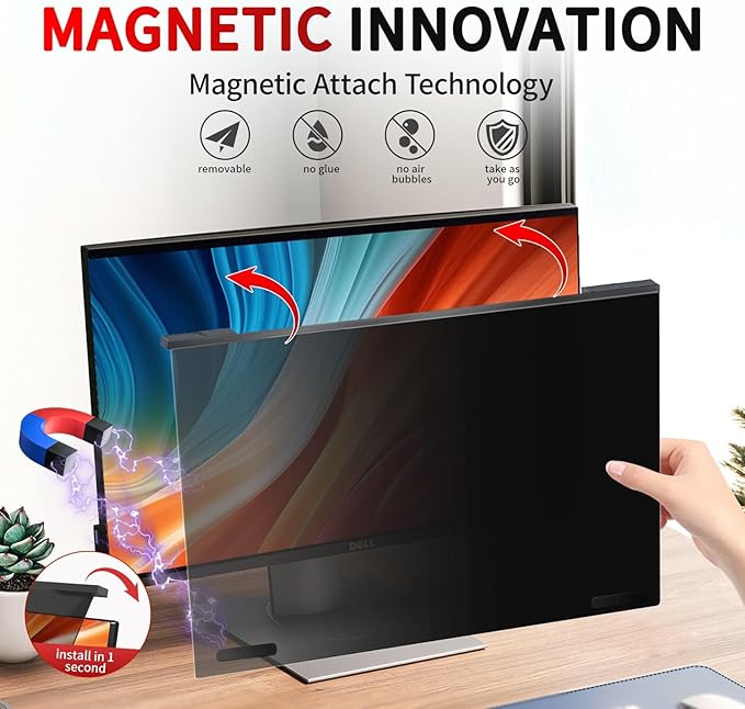 Magnetic 27 Inch Computer Privacy Screen Filter, Hanging Computer Screen - Image 3
