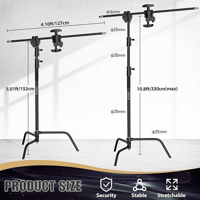 LOMTAP C Stand Light Stand Stainless Metal Photography Kit - Image 3