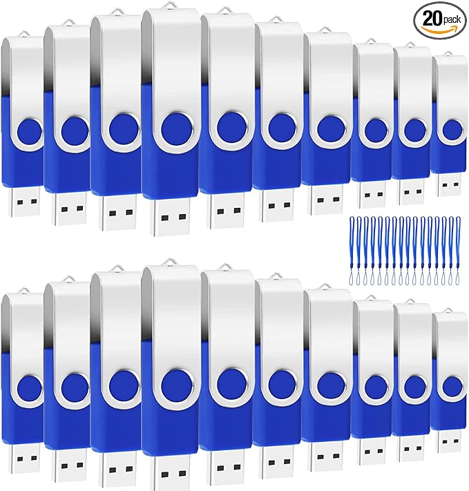 USB 1GB Bulk Flash Drives 20 Pack, EASTBULL USB 2.0 Swivel Thumb Drives Gig by EASTBULL