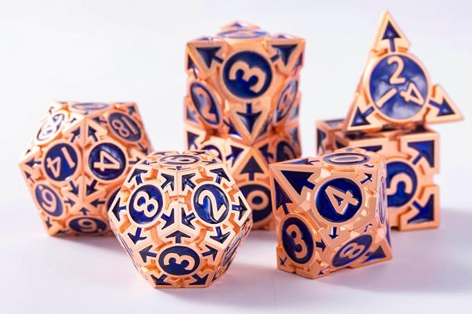 Rare Rose Gold 7-Die Metal DND Dice Set, D and D Dice - Image 6