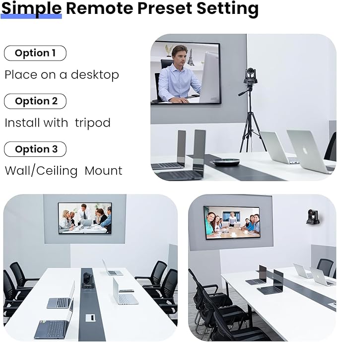 Wireless Conference Room Webcam, Church Live Streaming 20X USB 1080P 60fps PTZ - Image 10