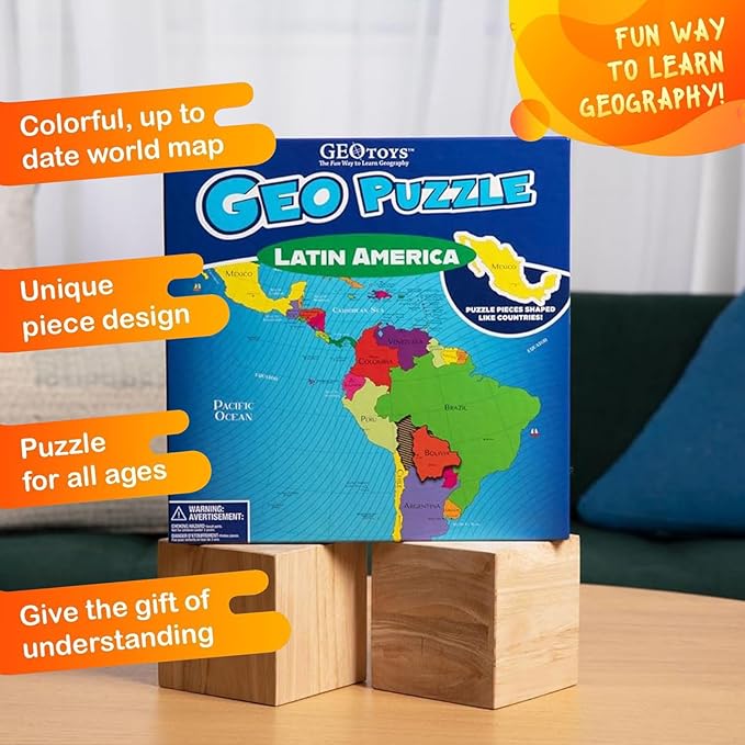 GeoToys GeoPuzzle, Latin America Shaped Jigsaw Puzzles, Geography Game - Image 3