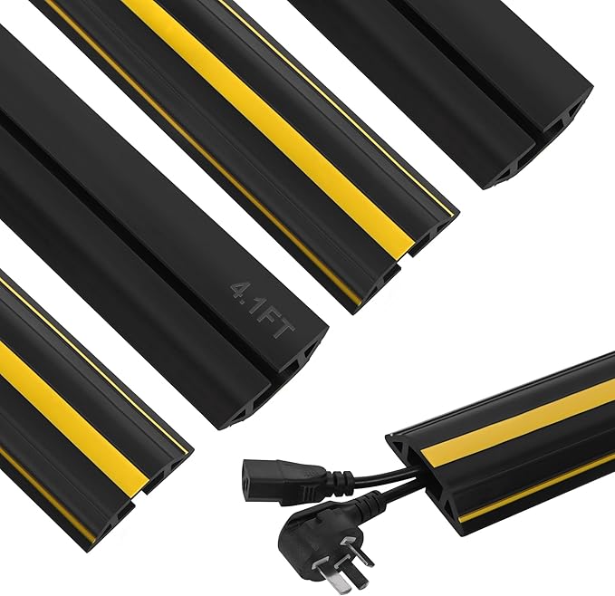 Floor Cord Cover 4.1Ft 2Pcs Heavy Duty PVC Floor Cable Protector Electric Cord by Kikerike