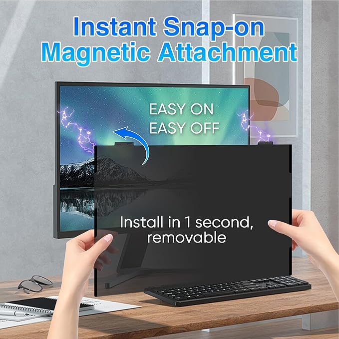 Magnetic 23.8 Inch Computer Screen Privacy Shield, Privacy Screen Filter - Image 2