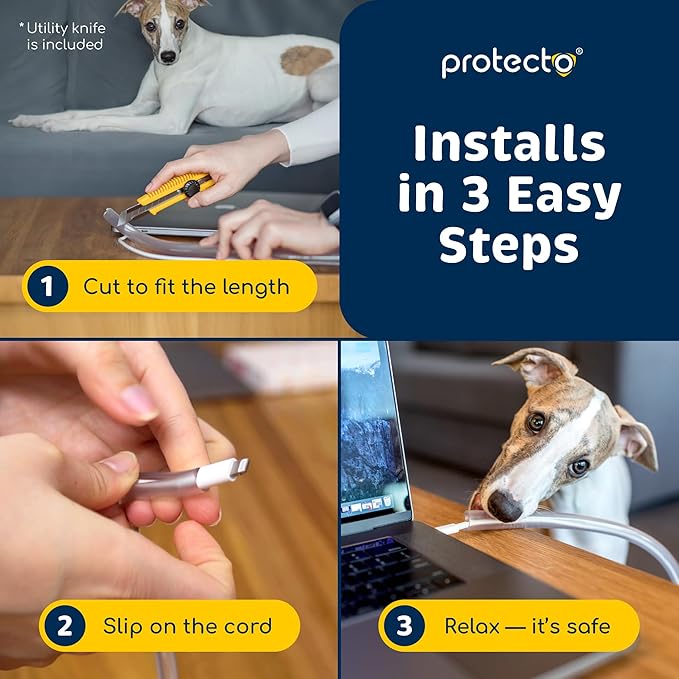 PROTECTO 2-Pack Heavy Duty Cord Protectors from Pets No Chew Solution, 10ft - Image 7