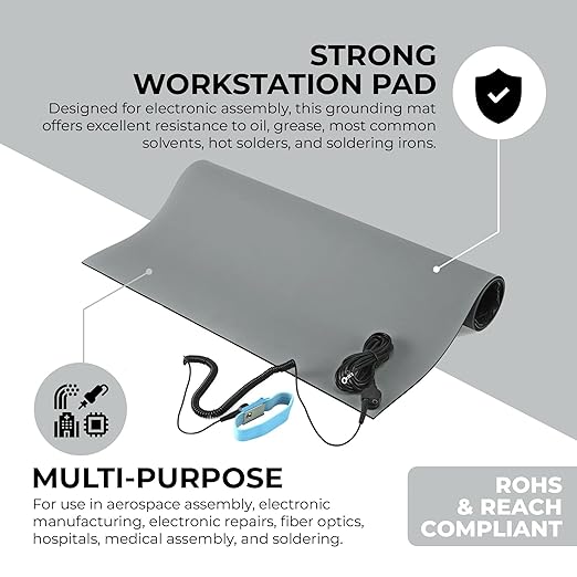 MWRF Source™ ESD Mat Kit with Wrist Strap and Grounding Cord - Image 2