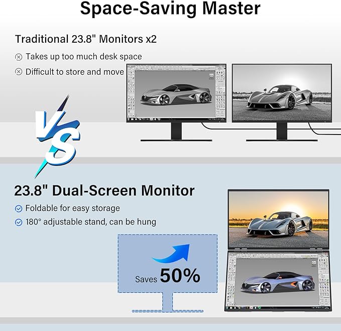 InnoView 23.8" FHD 100Hz Dual Monitor Built-in Speakers 315°Adjustable 100% - Image 5