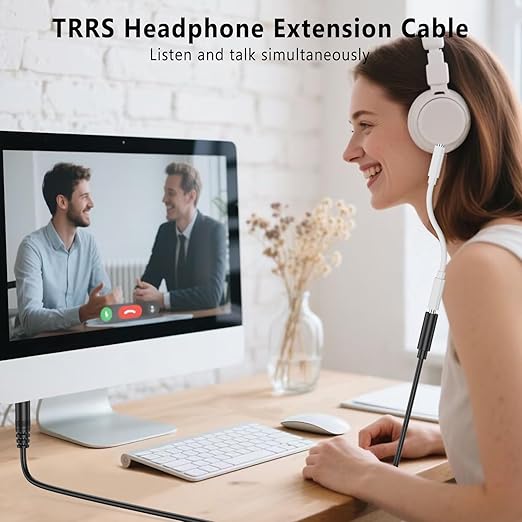 Amzpas Headphone Extension Cable, 4 Pole TRRS 3.5mm Extension Audio Cord Male - Image 5