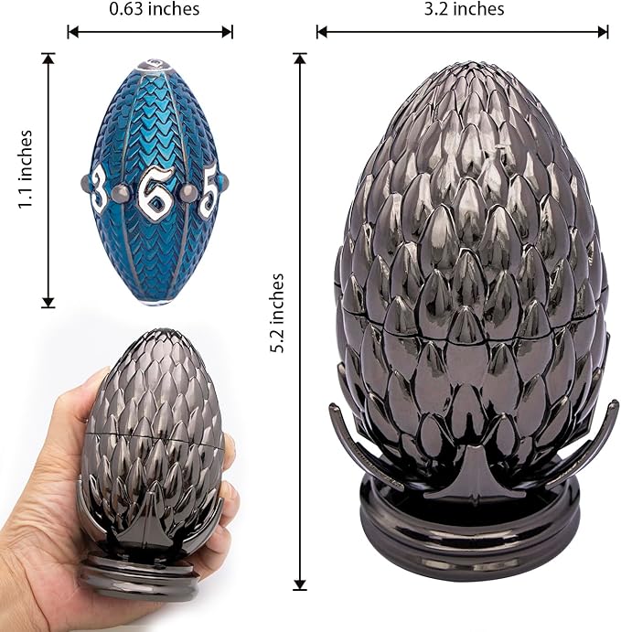 ARUOHHA DND Metal Dice Black Blue Dragons Egg Dice - Image 7