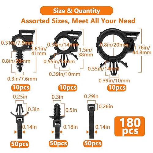 110Pcs Nylon Universal Cable Tie Buckle, Wire Loom Clips - Image 2