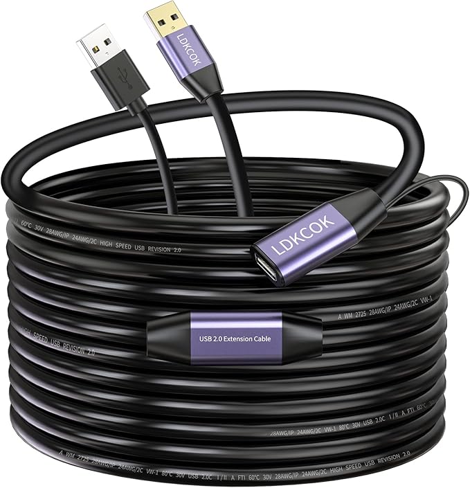 LDKCOK USB 2.0 Type A Male to A Female Active Repeater Extension Cable 50ft by LDKCOK