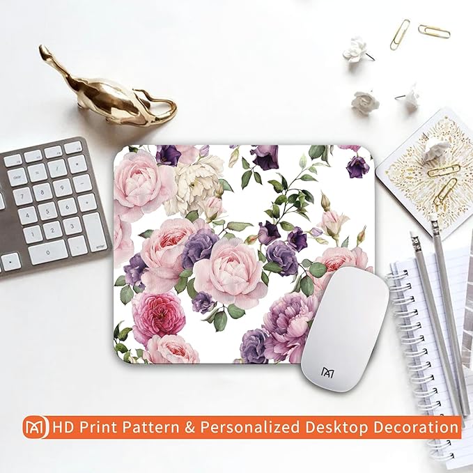 Square Mouse Pad Floral Roses, Personalized Premium-Textured Custom Mouse Mat - Image 6