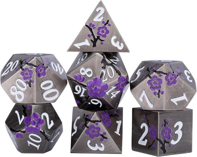 Black Metal DND Dice Set with Gift Case - Image 3