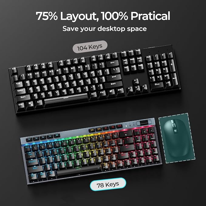 RGB Mechanical GamingKeyboard, 78 Keys Hot-Swap Mechanical Keyboard - Image 3