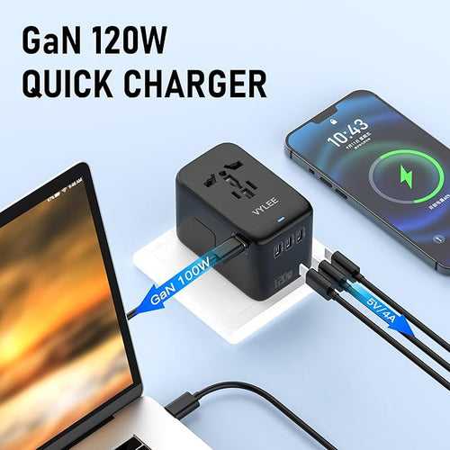 120W Universal Travel Adapter, GaN III International Power Adapter, 4 USB-C 1 - Image 2
