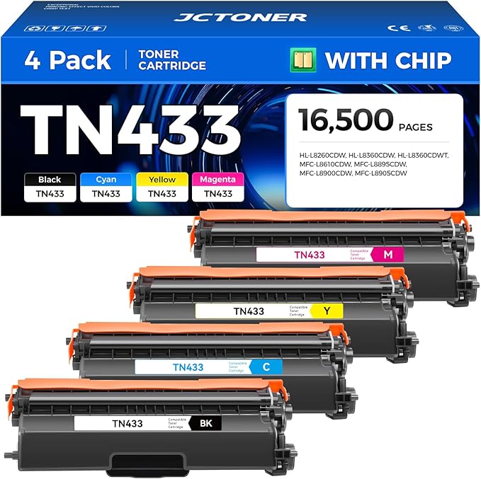 TN433 Toner Cartridge Set 4-Pack Replacement Compatible by JCTONER