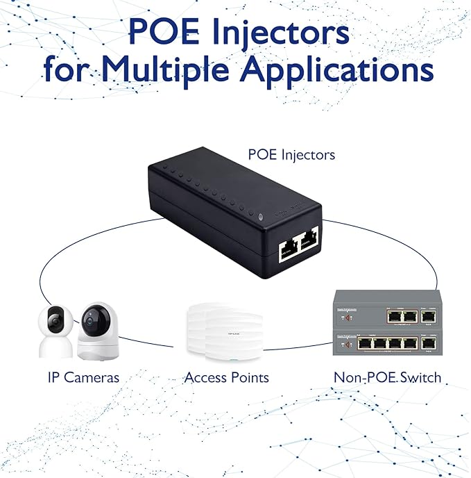 Gigabit PoE+ Injector Adapter - 30W 48V Power Over Ethernet Plus - - Image 8