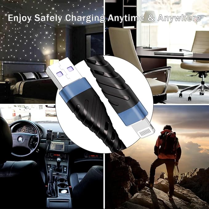 OIITH MFi Certified for iPhone Charger Cable 3 Pack 10 Ft, Extra Long for - Image 7