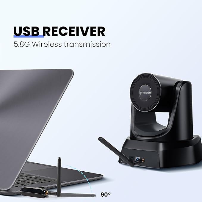 Wireless Conference Room Webcam, Church Live Streaming 20X USB 1080P 60fps PTZ - Image 7