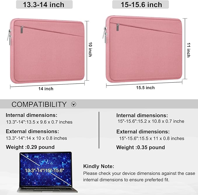 15.6 inch Laptop Case, Slim Computer Carrying Bag Protective Cover Briefcase - Image 5