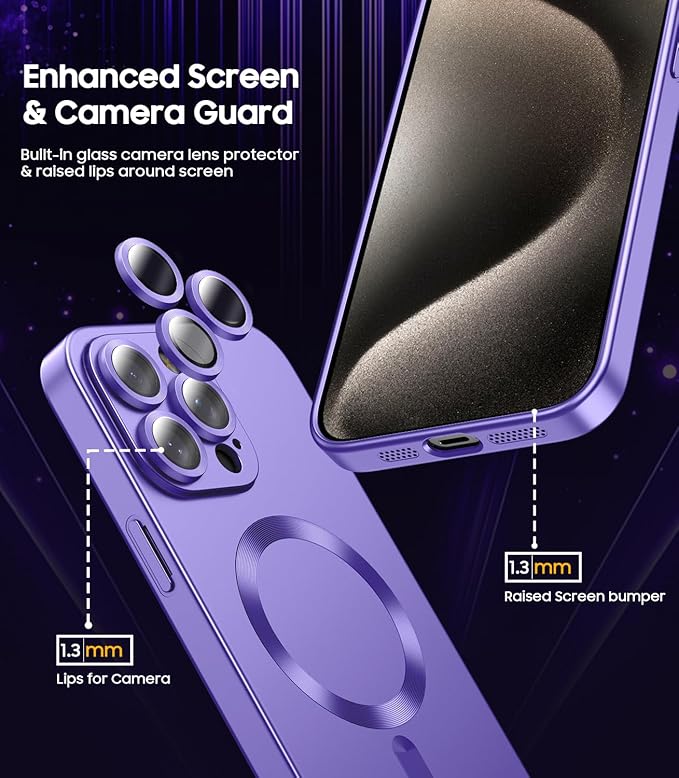 Magnetic for iPhone 15 Pro Case Slim Soft Silicone Bumper Shockproof Metallic - Image 3