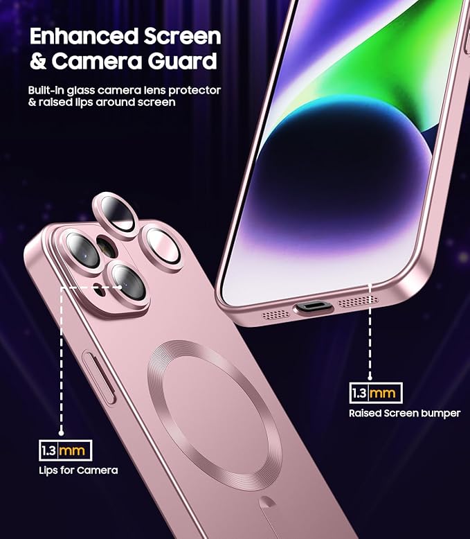 Magnetic for iPhone 15 Case Slim Soft Silicone Bumper Shockproof Metallic Shine - Image 3