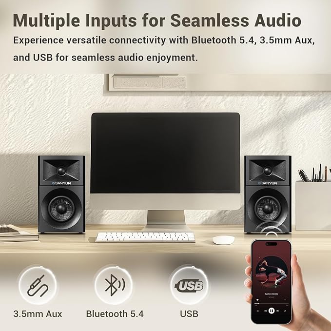 SW203 4.0 Computer Speakers - 60W 4-Way DSP Control 3D Immersive Sound - 3" - Image 5