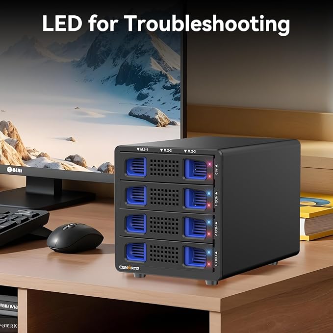 Hybrid 3*2.5/3.5" SATA HDD/SSD+3* M / B+M Key M.2 NVMe Enclosure - Image 7