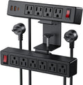 Desk Clamp Power Strip with PD20W USB-C, 2 in 1 Dual Layer Under Desk Power by VILONG