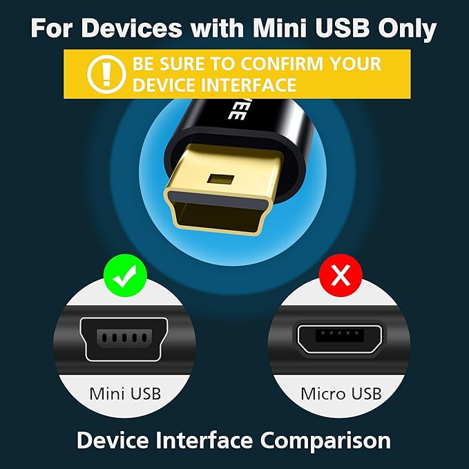 AGVEE 2 Pack 1ft Mini USB Cable, Braided Durable USB-A to Mini-B Charger - Image 4