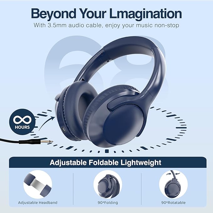 MIDOLA Bluetooth Headphones Over Ear 68H Playtime 6 EQ Wireless Headset - Image 6