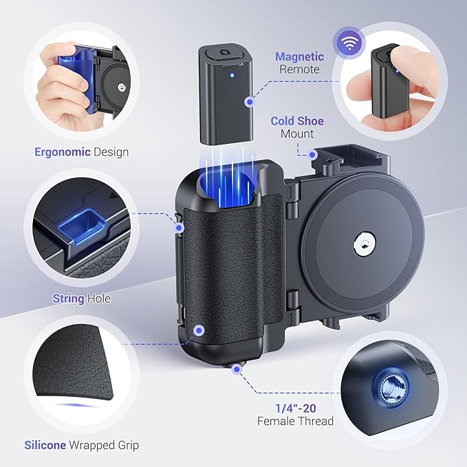 KIWIFOTOS Phone Camera Grip Smartphone Tripod Mount Handle Holder - Image 7