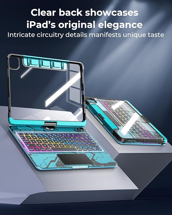 SIBEITU Keyboard Case for iPad Pro 13 Inch, 360 Rotatable iPad Pro 13 Clear - Image 7