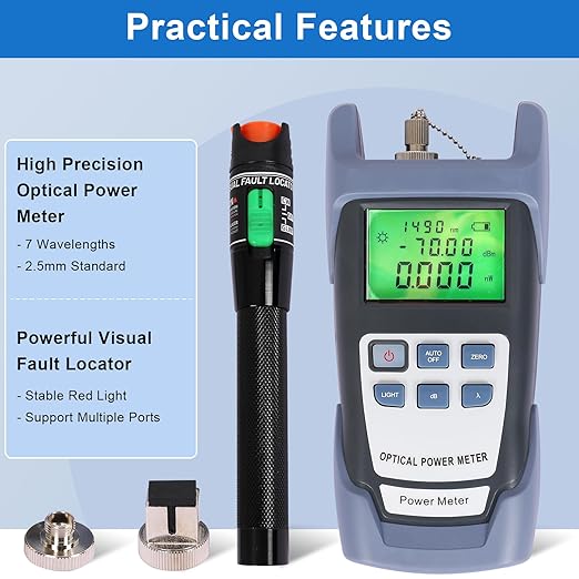 Fiber Optic Tools Cable Tester FC SC Power Meter & 2.5mm 30mV Visual Fault - Image 3