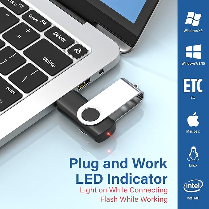 Flash Drives 32GB 20 Pack with Keychains, Wooolken Swivel USB 2.0 Thumb Drives - Image 2