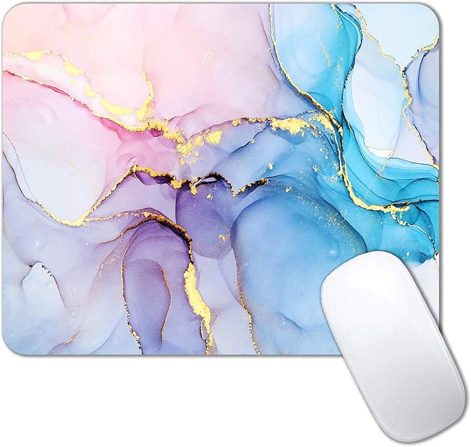 IMAYONDIA Blue Pink Ink Marble Mouse Mat, Custom Design Non-Slip Rubber Base by IMAYONDIA