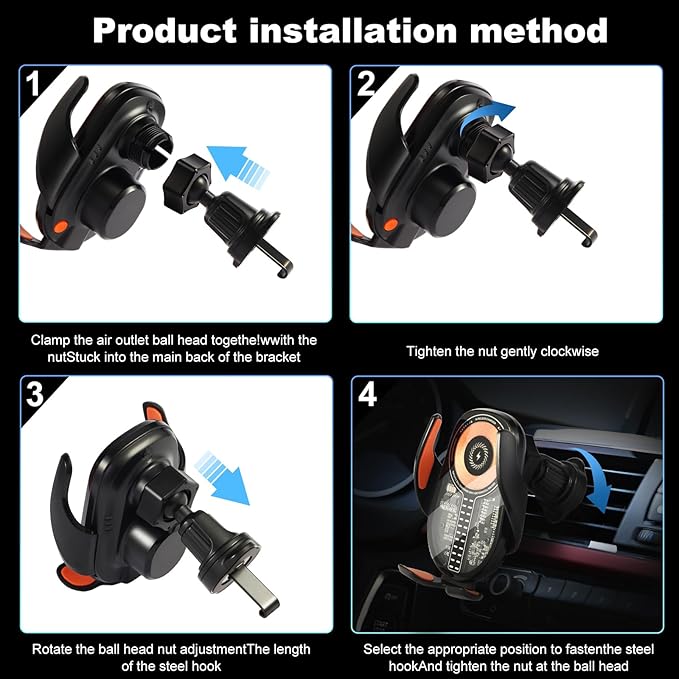 Wireless Car Charger, Cell Phone Car Mount 15W Fast Charging Auto Clamping - Image 4